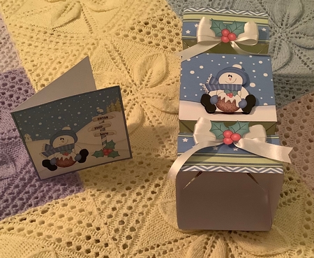 3D Large Christmas Cracker Box Mini Kit -  Snowman Rio has an Xmas Pudding by Rachel Capes