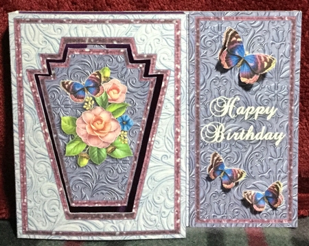 Butterfly & Roses Birthday Aperture Card by Rachel Capes