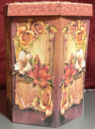GORGEOUS TALL HEXAGONAL DECOUPAGE BOX - FALL FANTASY by Rachel Capes