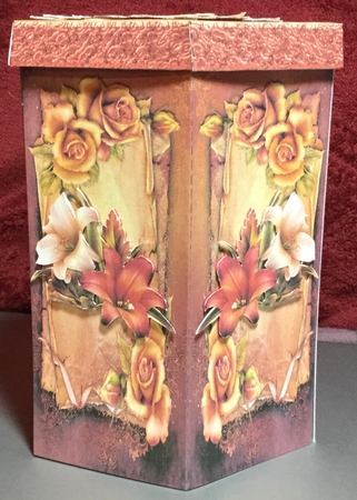 GORGEOUS TALL HEXAGONAL DECOUPAGE BOX - FALL FANTASY by Rachel Capes