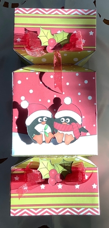 3D Large Christmas Cracker Box -  Pip Penguins are in Love by Rachel Capes