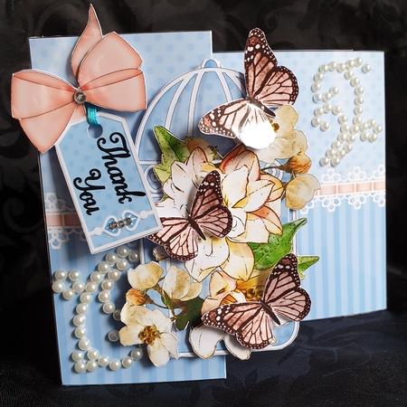 3D Shaped No-Hole Fold Back Mini Kit - Birdcage, Yellow Blossoms, Butterflies & Lace  by Rachel Simkins