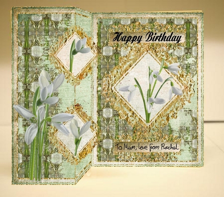 Snowdrops Foldback Card by Rachel A Hyde