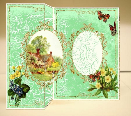 Spring Cottage Foldback Card by Rachel A Hyde