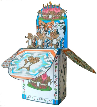 Happy Birthday Cats Pop Up Box Card by Rachel A Hyde
