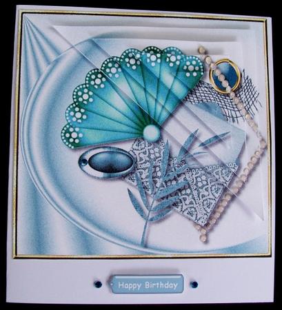 Teal Treasurest Pyramid Card Front by Rae Trees