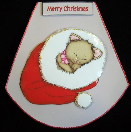 Cute Christmas Kittie Wobble Card by Rae Trees