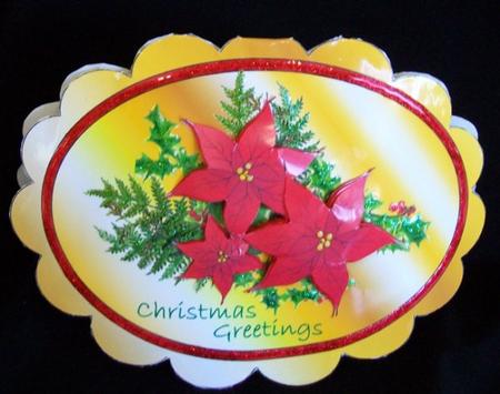 Red Poinsettias Shape-card by Rae Trees