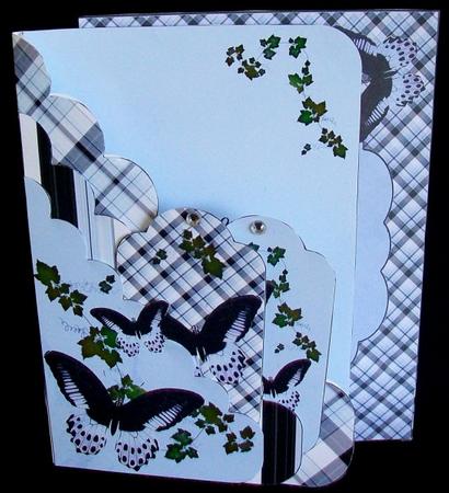 Black and Blue Butterfly Scalloped Pocket Card Kit by Rae Trees