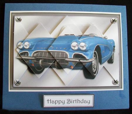 Blue Convertible - Diamond Stacker Card by Rae Trees