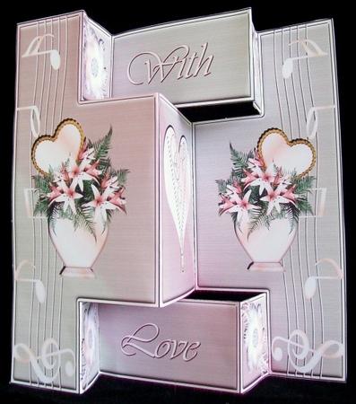Steampunk Heart and Flowers Tri Fold Shutter Card by Rae Trees