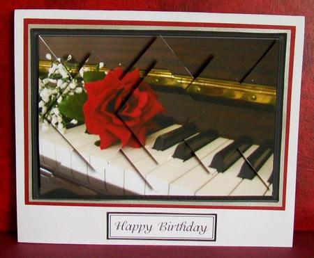 Rose on the Piano Keys - Diamond Stacker Card by Rae Trees