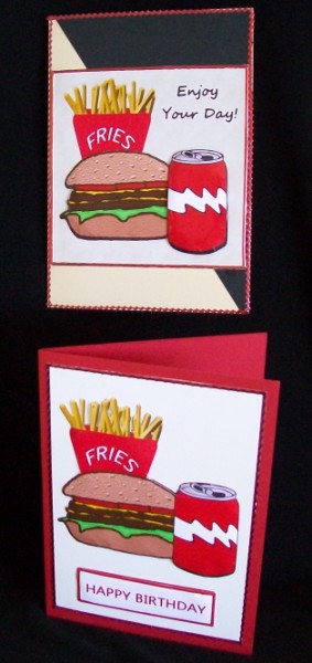 Burger and Chips Decoupage Topper and Cardfront Featured Gallery Photo