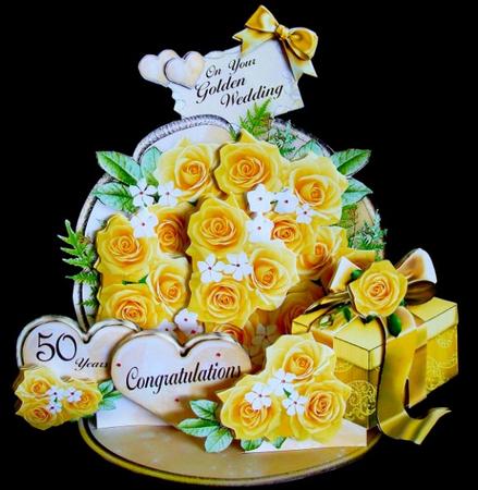 Giant Easel Tableau 3D Card Kit - Golden Wedding by Rae Trees