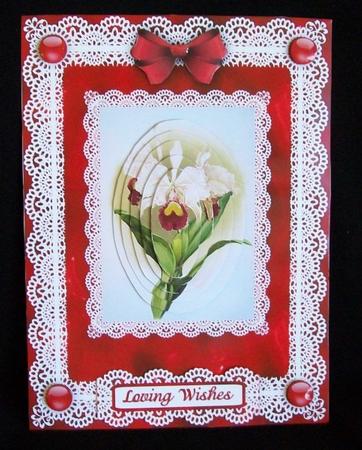 Orchids 'n Lace 3 A5 Pyramid Card Front by Rae Trees