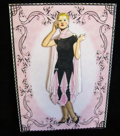 Beautiful Vintage Fashion Lady Dressed in Black & Pink by Rae Trees