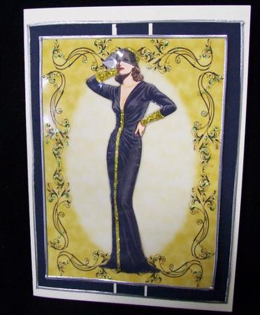 Beautiful Vintage Fashion Lady Dressed in Black & Gold by Rae Trees