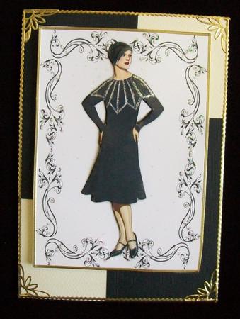 Beautiful Vintage Fashion Lady Dressed in Black & White by Rae Trees