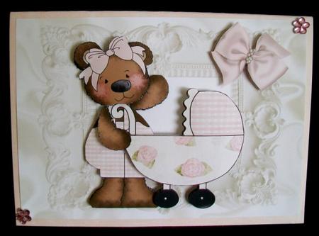 Little Teddy with Pram by Rae Trees
