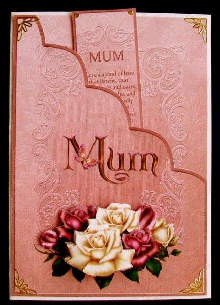 Antique Roses Card Front with Bookmark Kit by Rae Trees