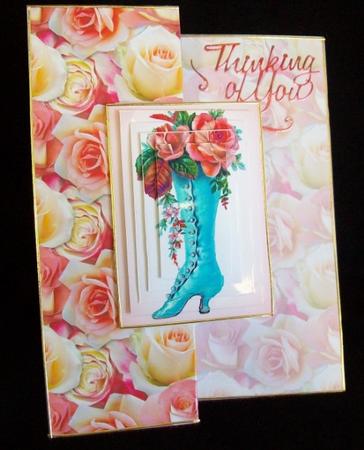 Victorian Roses - Foldback Card with Pyramid by Rae Trees