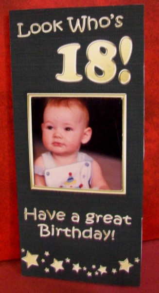 Add a Photo 18th Birthday Card with Easy Fold Frame by Rae Trees