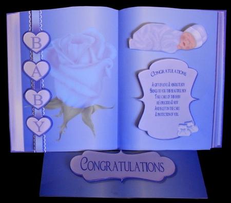 It's a Boy! Easel Book Card with Decoupage by Rae Trees