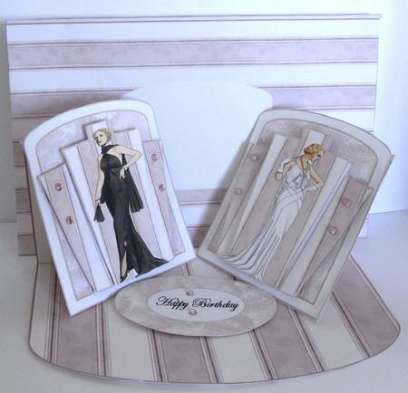 Deco Duo Ladies Twisted Double Easel Card by Rae Trees