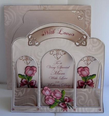 3D Roses Window Card Kit with Decoupage N Envelope by Rae Trees