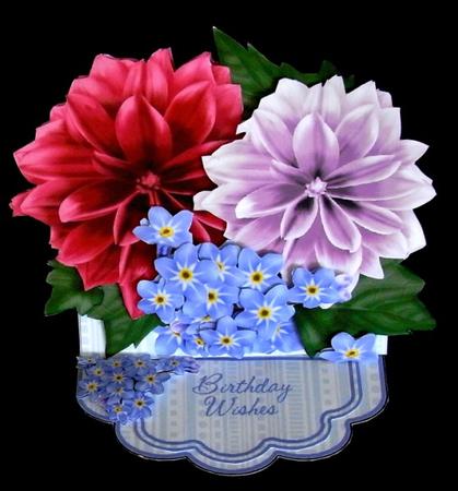 Easel Card Kit - Dahlias & Forget-me-nots by Rae Trees
