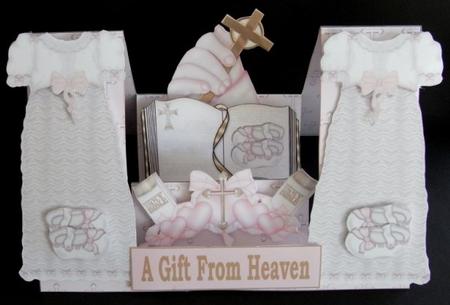 Baby Girl Christening Decoupage Stepper Card Kit by Rae Trees