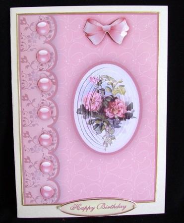 Blush Roses Cameo A5 Pyramid Card Front by Rae Trees