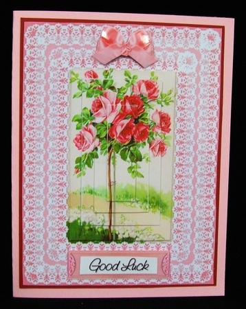 Pink Petals and Lace - Pyramid Card by Rae Trees