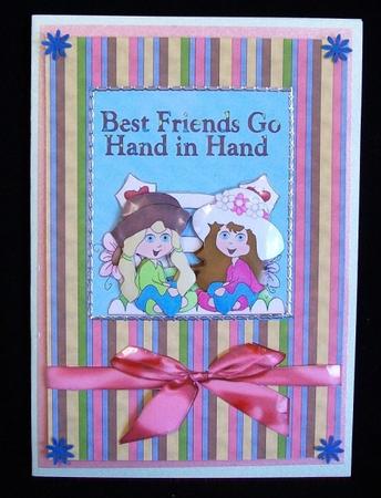 Best Friends Go Hand in Hand Card Front by Rae Trees