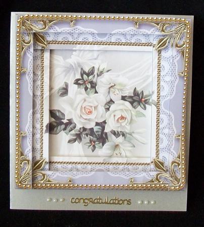 Beautiful White Roses Spiral Edge Stacker Card Front by Rae Trees