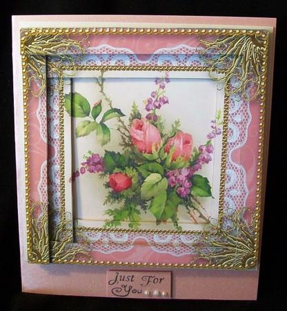 Rose Bouquet Spiral Edge Stacker Card Front by Rae Trees