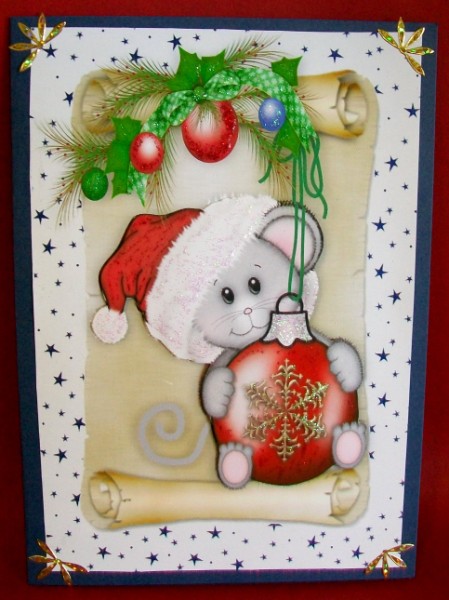 Cute Little Mouse on a Bauble, A4 by Rae Trees