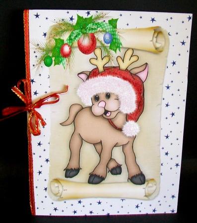 Cute Little Reindeer on a Scroll A4 by Rae Trees