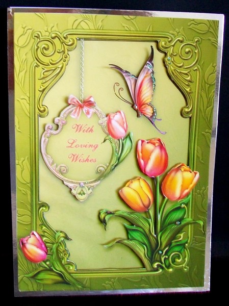 A Touch of Tulips A5 Card Front with Step by Step by Rae Trees