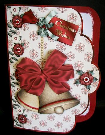 Christmas Bells in Red 'n Gold Scallop Card and Step by Step by Rae Trees