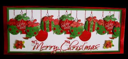 Slim Large Dl Christmas Baubles Card by Rae Trees