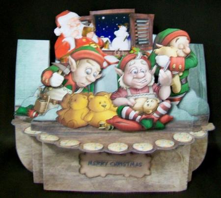 Santas Workshop 2 3D Shelf Card with Card Box by Rae Trees