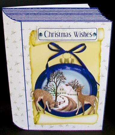 Beautiful Christmas Scene with Deers, on Folded A5 Book by Rae Trees