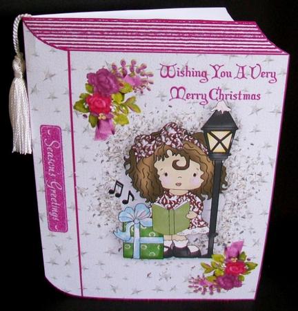 Little Girl Singing Carols on Folded A5 Book by Rae Trees