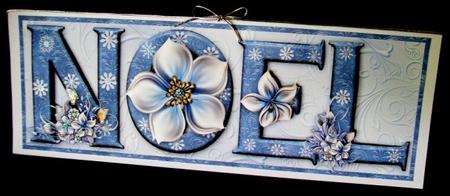 Frosty Flowers Noel Large Dl Word Card with Decoupage by Rae Trees