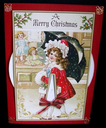Girl in Red Dress Advent Wheel Card by Rae Trees