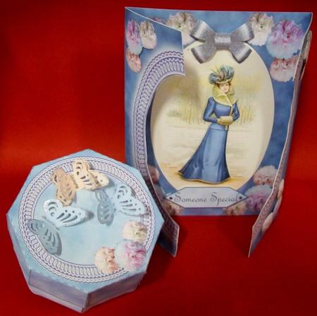 Elegant Victorian Lady Gate Fold Card with Octobox by Rae Trees