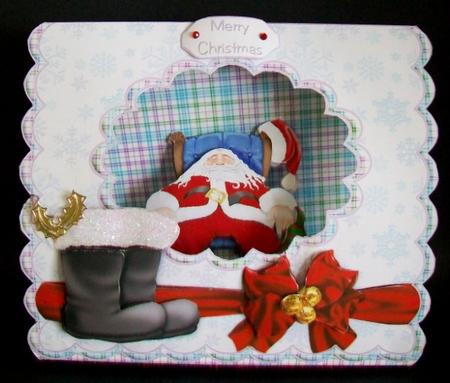 Santa's Day Off Scalloped Tent Card with Envelope by Rae Trees
