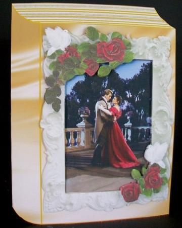 Romantic Couple with Red Roses Folded Book by Rae Trees