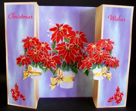 Red Poinsettias - Duo Foldback Card with Easycut Decoupage by Rae Trees